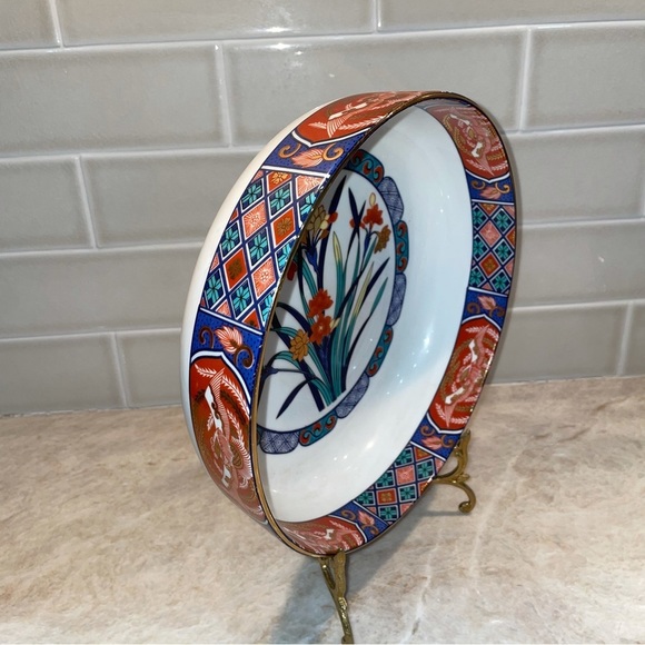 Vintage Japanese Imari Bowl, Kozan Gama Kiln Porcelain Large Floral Design Japan - Picture 3 of 12